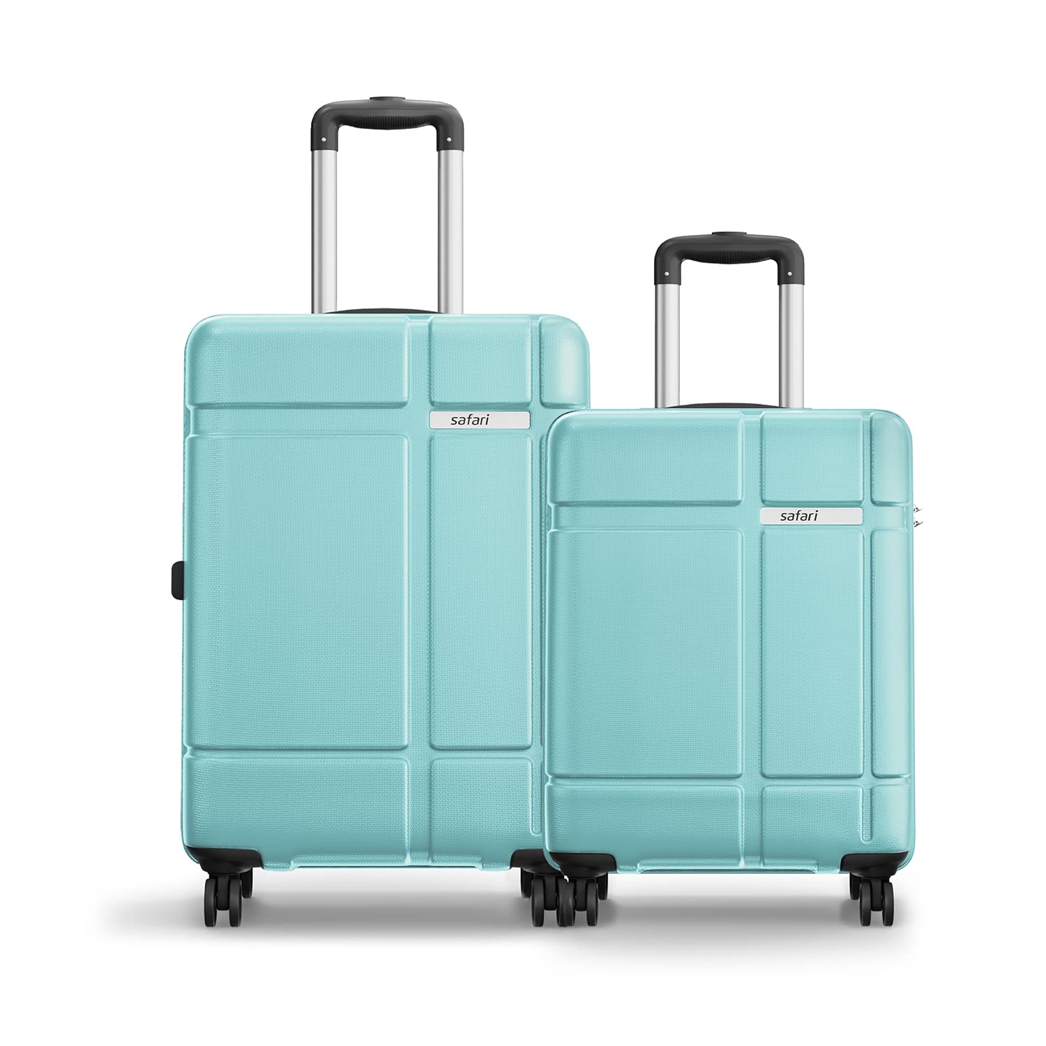 Safari Route Hardside Small & Medium Size Suitcase, (Cabin & Check-in) 8 Wheels Luggage Trolley Bag Set of 2, Spearmint Color 55cm & 65cm