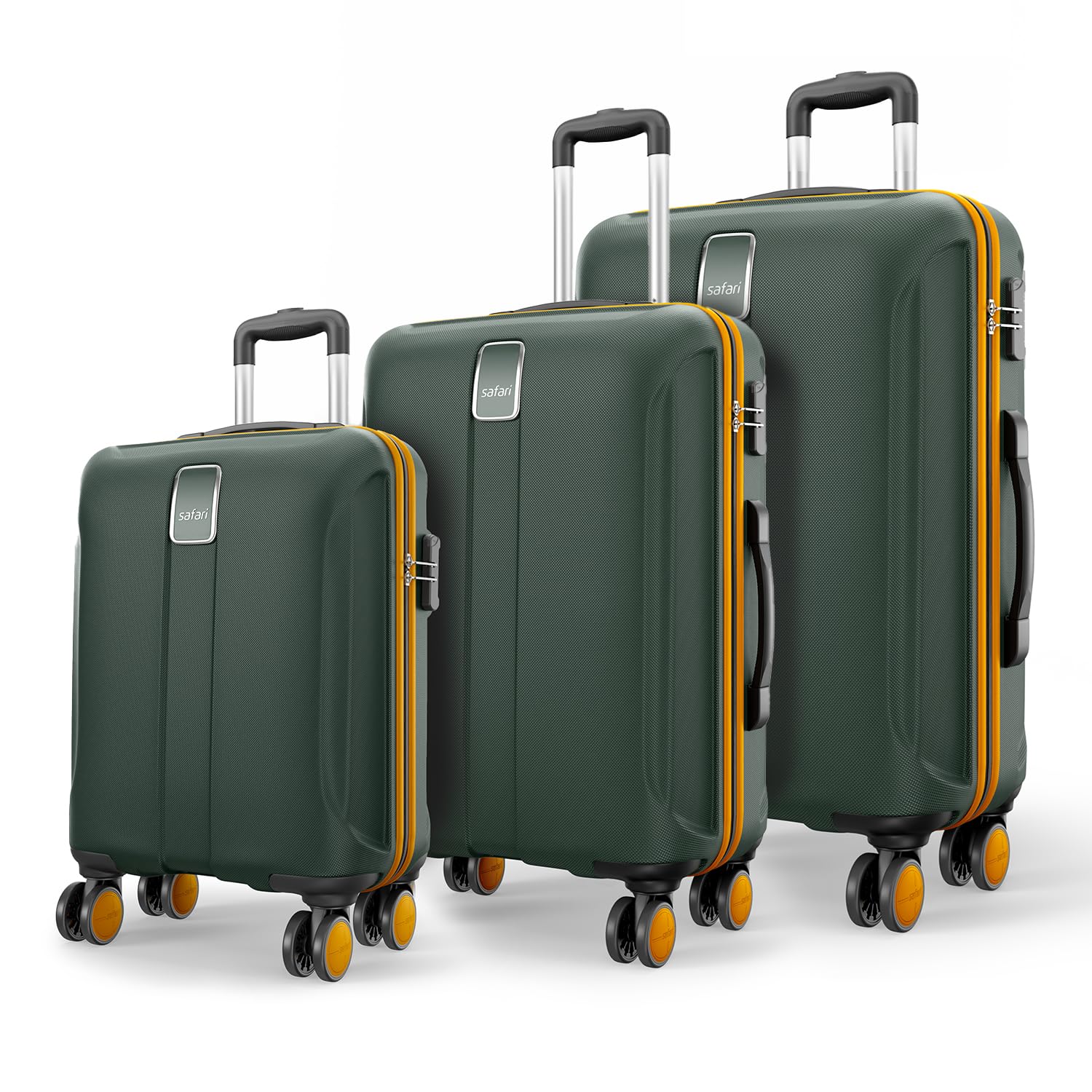 Safari Thorium Neo 8 Wheels Set of 3 Trolley Bags, Hard Case Polycarbonate, 360º Wheeling Carry on & Check-in Luggage for Men & Women, Suitcase for Travel, Trolley Bags for...