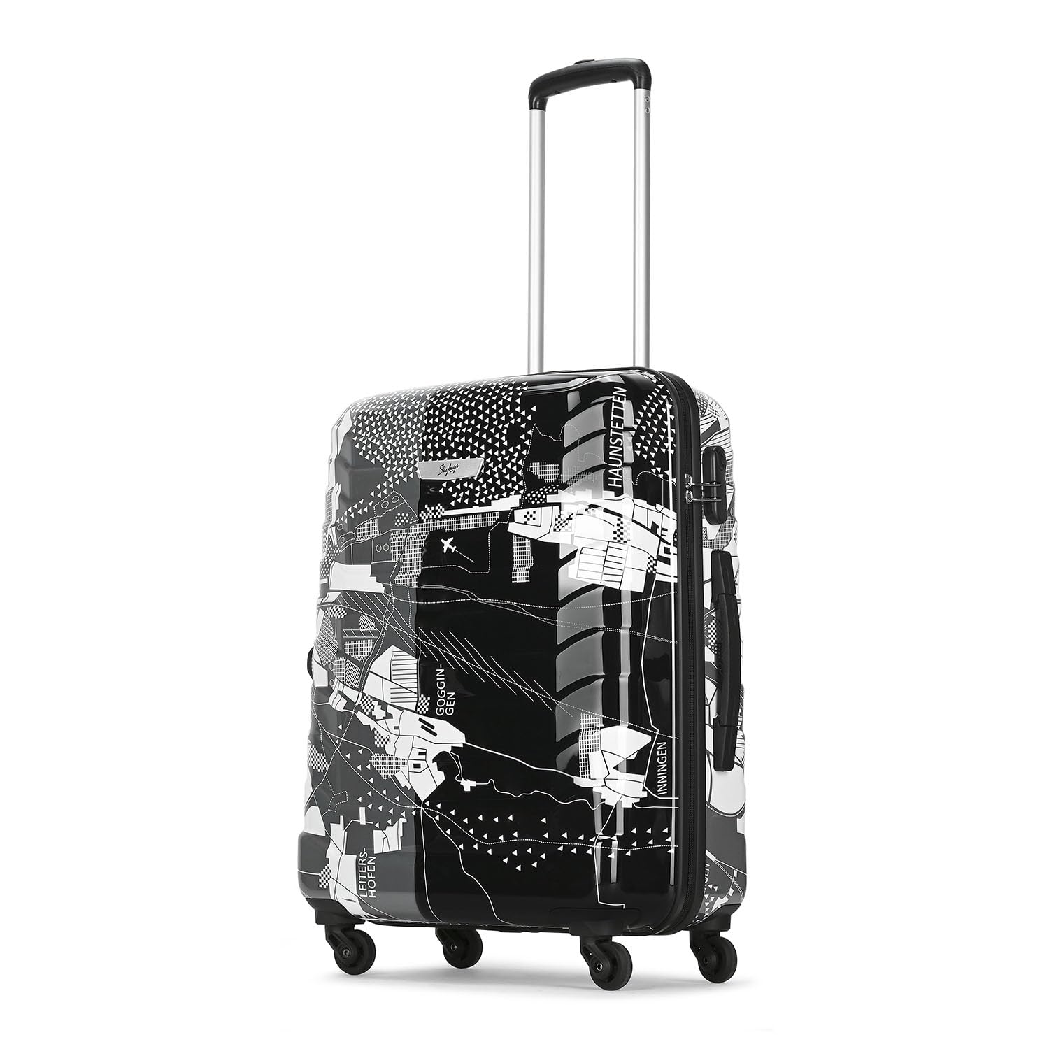 Skybags Acrylonitrile Butadiene Styrene (Abs) Trooper Medium Check-in Size Hard Luggage (65Cm) | Luggage Trolley with 4 Spinner Wheels and Resettable Combination Lock | Black
