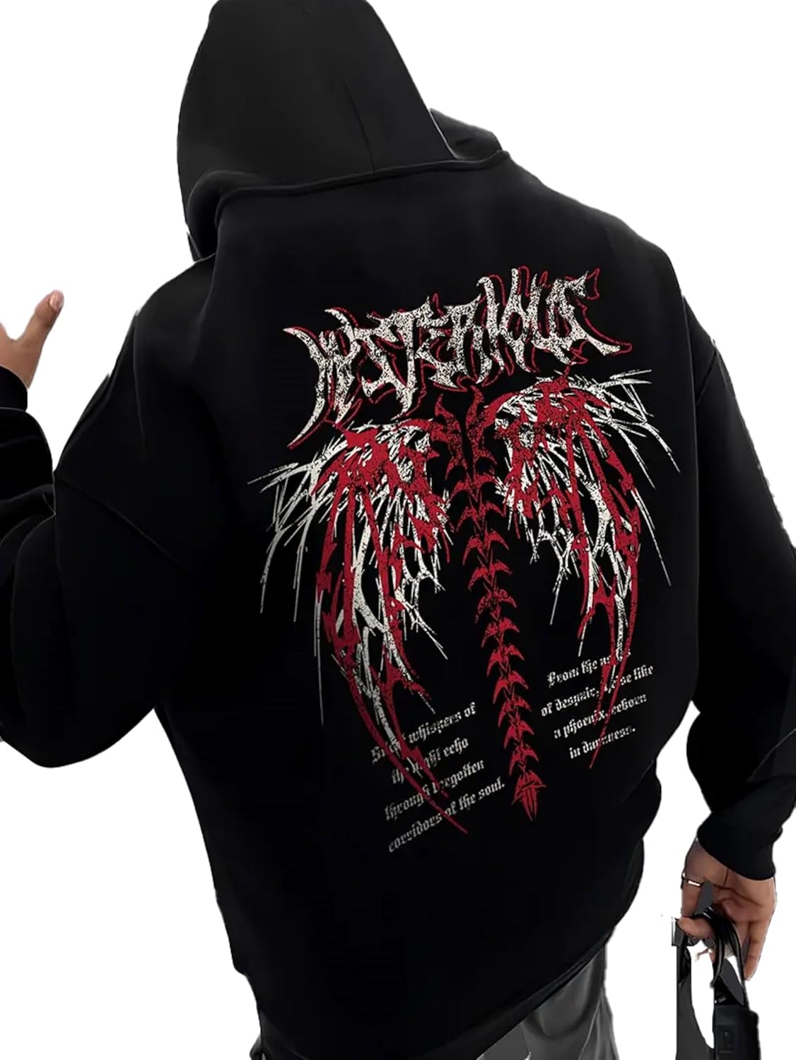 THALASI Black Graphic Back Printed Hoodies for Mens - Thick Cotton Branded Stylish Winter Hoodie for Mans