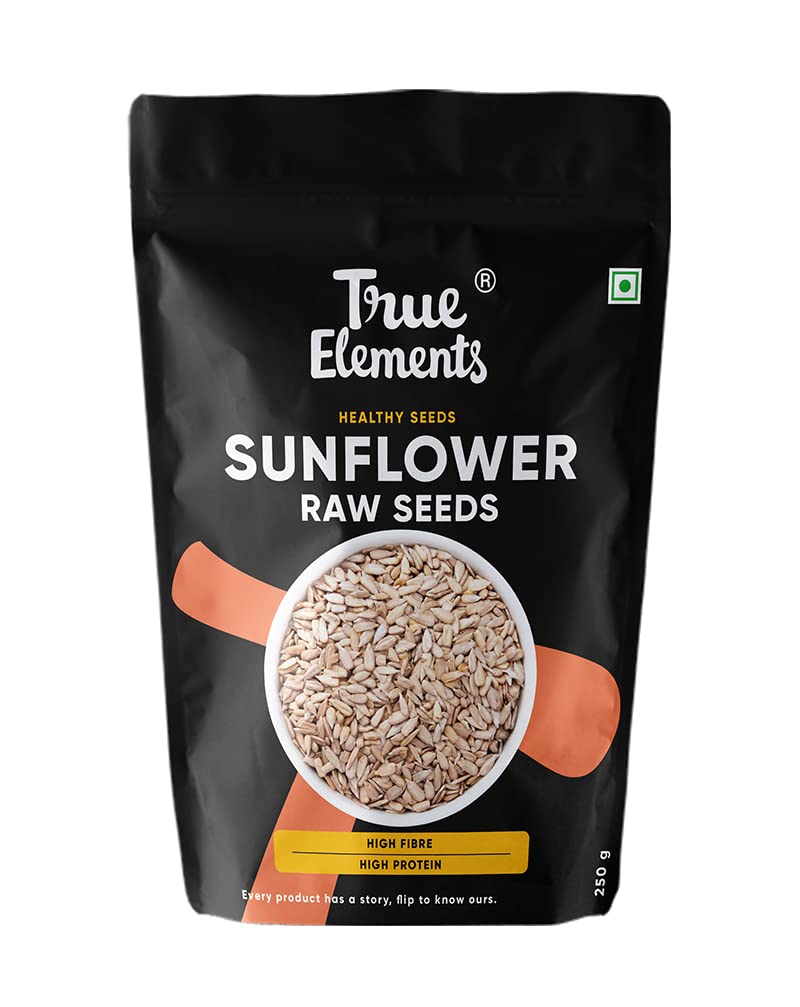 True Elements Sunflower Seeds 250g - Raw Seeds for Eating | Healthy Snacks | High in Vitamin, Fibre & Protein | Non - GMO | Diet Food