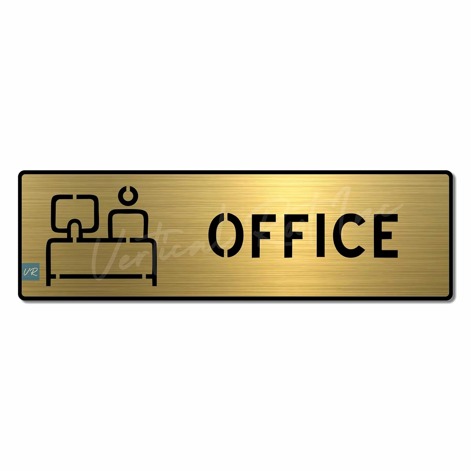 Vertical Root Inc® Premium GOLD Brush Steel Finish Acrylic OFFICE DOOR Sign Easy to Mount 3M Self-Adhesive Tape Signage for Hotel Corporate Business Hospital Office Resort Society
