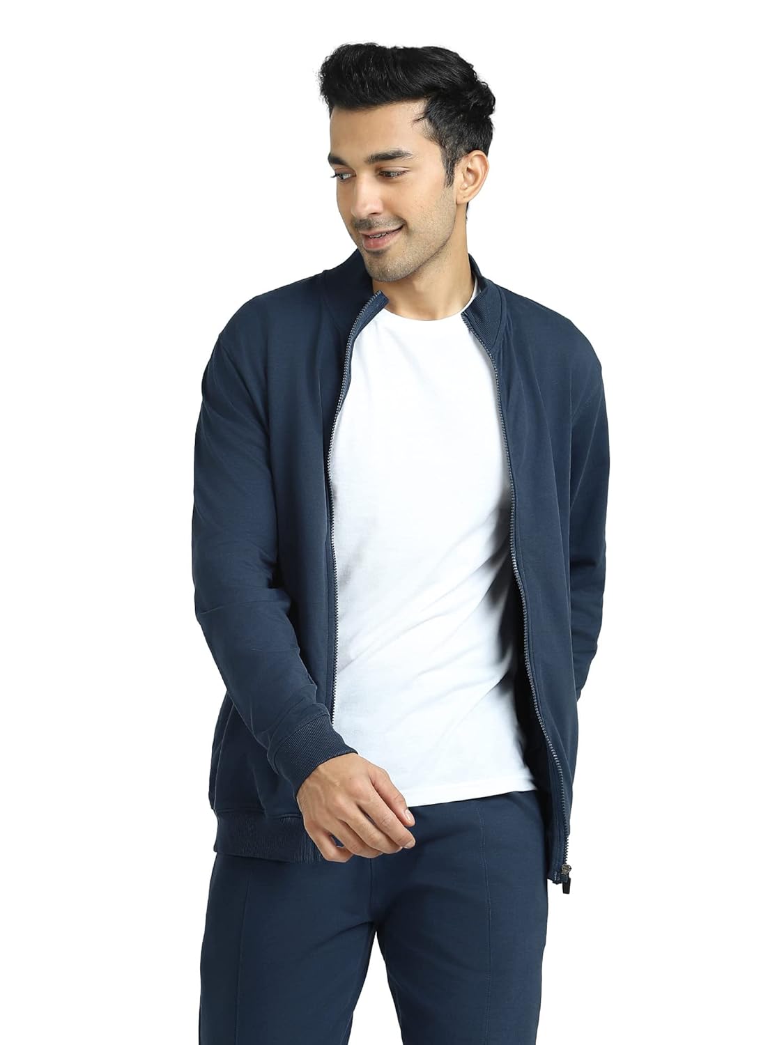 XYXX Men's Cruze French Terry Cotton Regular Fit Zip-Up Jacket with Full Zipper Closure and Side Pockets