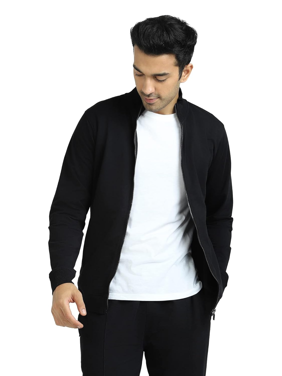 XYXX Men's Cruze French Terry Cotton Regular Fit Zip-Up Jacket with Full Zipper Closure and Side Pockets