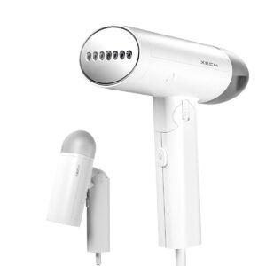 XECH Garment Steamer for Clothes, Foldable Handheld Fabric Steamer, Vertical and Horizontal, Powerful 1200 Watt Fast Heat up, Kills 99.9%* Bacteria, (Jetsteam) (White)