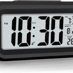 AERYS Digital Alarm Clock with Automatic Sensor, Date and Temperature Display, Table Clock for Students, Home, Office, Corporate Use (Black Digital)