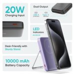 Ambrane 10000mAh MagSafe Powerbank with Stand 22.5W Wired & 15W Wireless Fast Charging Dual Input (Type-C & Lightning) | Triple Output | for iPhone 16/15/14/13/12 & Android...