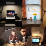 BROLAVIYA Overhead LED Desk Lamp Light with Metal arm Stand,3 Lighting Modes,360 Degree Spin for Home Office,Desktop,Bedroom,Reading,etc