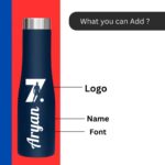 Caspian Aqua Customised Stainless Steel Water Bottle 1L, Blue with Logo Print - Personalised Water Bottle with Your Name Print for Kids Boys Girls School Office Gym- Perfect for...