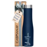 Caspian Aqua Customised Stainless Steel Water Bottle 1L, Blue with Logo Print - Personalised Water Bottle with Your Name Print for Kids Boys Girls School Office Gym- Perfect for...