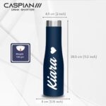 Caspian Aqua Customised Stainless Steel Water Bottle 1L, Blue with Logo Print - Personalised Water Bottle with Your Name Print for Kids Boys Girls School Office Gym- Perfect for...