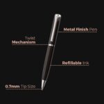 Cello Signature Executive Gift Set | Blue Ink | 1 Ball Pen + 1 Metal Keychain + 1 RFID Protected Wallet | Black Finish Pen | Premium Metal Pens | Stylish Gifts for Men |...