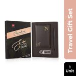Cello Signature Travel Gift Set | Blue Ink | 1 Ball Pen + 1 Metal Keychain + 1 Classy Passport Holder | Matte Finish Pen | Premium Pens | Stylish Gifts for Men & Women |...