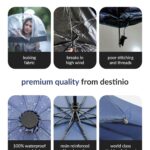 Destinio Umbrella for Men - Automatic Large Size Foldable Umbrella with Travel Cover for Man and women - 3 fold Windproof umbrella