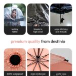 Destinio Umbrella for Men - Automatic Large Size Foldable Umbrella with Travel Cover for Man and women - 3 fold Windproof umbrella