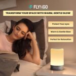FLYNGO Touch Control LED Night Light Table Lamp for Bedroom, Living Room, and Study, with Adjustable Brightness, USB Rechargeable (A1)Plastic ,White