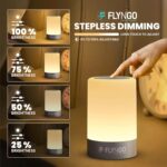 FLYNGO Touch Control LED Night Light Table Lamp for Bedroom, Living Room, and Study, with Adjustable Brightness, USB Rechargeable (A1)Plastic ,White