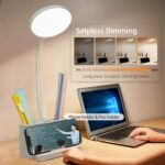 Fulminare Plastic LED Desk Lamp Dimmable Table Lamp Reading Lamp with USB Charging Port 3 Colour Mode,Touch Control Eye Caring, Desk Lamp for Study, Work (King), White