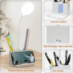 Fulminare Plastic LED Desk Lamp Dimmable Table Lamp Reading Lamp with USB Charging Port 3 Colour Mode,Touch Control Eye Caring, Desk Lamp for Study, Work (King), White