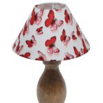 Homesake® Dovel Pot, Modern Table Lamp with Shade, Wooden Base Modern Fabric Lampshade for Home Office Cafe Restaurant, (Butterfly)