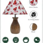 Homesake® Dovel Pot, Modern Table Lamp with Shade, Wooden Base Modern Fabric Lampshade for Home Office Cafe Restaurant, (Butterfly)