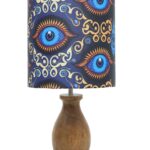 Homesake® Dovel Pot, Modern Table Lamp with Shade, Wooden Base Modern Fabric Lampshade for Home Office Cafe Restaurant, (Beauty in Eye)