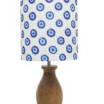 Homesake® Dovel Pot, Modern Table Lamp with Shade, Wooden Base Modern Fabric Lampshade for Home Office Cafe Restaurant, (Evil Eye)