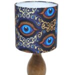 Homesake® Dovel Pot, Modern Table Lamp with Shade, Wooden Base Modern Fabric Lampshade for Home Office Cafe Restaurant, (Beauty in Eye)