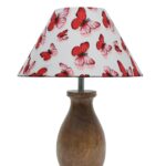 Homesake® Dovel Pot, Modern Table Lamp with Shade, Wooden Base Modern Fabric Lampshade for Home Office Cafe Restaurant, (Butterfly)