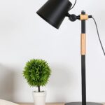 Homesake® Nordic Style Metal Desk Lamp,Modern Minimalist Adjustable Reading Lamp with Solid Natural Wood, (Desk Lamp Black)