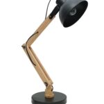 Homesake Wood Table Lamp, Incandescent Study, Home Decor Items, for Living Room, Light, Desk Lamp, Table, Bedroom, Reading, for Students, Room Decor, Swing Arm, Black