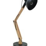 Homesake Wood Table Lamp, Incandescent Study, Home Decor Items, for Living Room, Light, Desk Lamp, Table, Bedroom, Reading, for Students, Room Decor, Swing Arm, Black