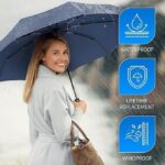 inulec Automatic Travel Umbrella - Stylish Windproof For Rain & Compact, Strong for Wind, Auto Open/Close Button, Travel-Friendly 3-Fold Design Perfect Umbrella for Men & Women