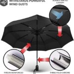 inulec Automatic Travel Umbrella - Stylish Windproof For Rain & Compact, Strong for Wind, Auto Open/Close Button, Travel-Friendly 3-Fold Design Perfect Umbrella for Men & Women