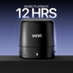Mivi Play Bluetooth Speaker with 12 Hours Playtime. Wireless Speaker Made in India with Exceptional Sound Quality, Portable and Built in Mic-Black