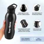 NIBBLE Your Name Print Water Bottle, Customize Stainless Steel Bottle 1 Litre, Easy to Carry, Leakproof Sipper, Personalize Corporate Office Gift Set for Men, School, Gym, Home...