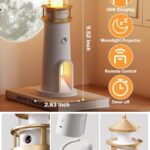 One94Store Lighthouse Lamp Galaxy Moon Projector – LED Night Light with Remote, 4 Brightness Levels, Timer, USB Rechargeable Table Lamp for Kids Bedroom & Aesthetic Room Decor