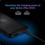Spigen Power Bank 10000mAh Fast Charging, Wireless Power Bank, (20W USB-A, USB-C) Lithium Polymer, (Cable Included) - Black