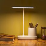 WEIRD WOLF 3 Colour Mode Rechargeable LED Study/Table/Desk Lamp for study | with Pen Holder | 6 Month Warranty,Plastic, White
