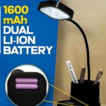 WEIRD WOLF LED Desk Lamp with Dual Lithium Battery | 3-Level Brightness | Touch Control, Goose Neck | Pen Holder | Black Plastic - Pack of 1