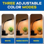 WEIRD WOLF LED Desk Lamp with Dual Lithium Battery | 3-Level Brightness | Touch Control, Goose Neck | Pen Holder | Black Plastic - Pack of 1