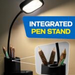 WEIRD WOLF LED Desk Lamp with Dual Lithium Battery | 3-Level Brightness | Touch Control, Goose Neck | Pen Holder | Black Plastic - Pack of 1