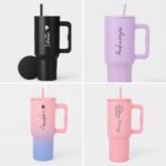 COMFYPOT Personalised with Your Name, 1200ml Tumbler with Straw - Handle – Stainless Steel Double Wall Insulated Cup | Leakproof Sipper Mug for Hot - Cold Drinks | Coffee -...