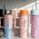 COMFYPOT Personalised with Your Name, 1200ml Tumbler with Straw - Handle â€“ Stainless Steel Double Wall Insulated Cup | Leakproof Sipper Mug for Hot - Cold Drinks | Coffee -...