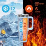 COMFYPOT Personalised with Your Name, 1200ml Tumbler with Straw - Handle â€“ Stainless Steel Double Wall Insulated Cup | Leakproof Sipper Mug for Hot - Cold Drinks | Coffee -...