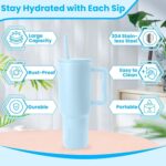 COMFYPOT Personalised with Your Name, 1200ml Tumbler with Straw - Handle â€“ Stainless Steel Double Wall Insulated Cup | Leakproof Sipper Mug for Hot - Cold Drinks | Coffee -...