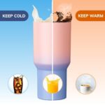 COMFYPOT Personalised with Your Name, 1200ml Tumbler with Straw - Handle â€“ Stainless Steel Double Wall Insulated Cup | Leakproof Sipper Mug for Hot - Cold Drinks | Coffee -...