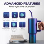 DOCAT 1200ML Stainless Steel Tumbler with Lid and Straw, Hot and Cold Double Insulated Sipper Mug, 100% Leak Proof Coffee Tumbler Cupholder for Office, Gym, Travelling (Aurora...