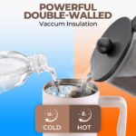 DOCAT 1200ML Stainless Steel Tumbler with Lid and Straw, Hot and Cold Double Insulated Sipper Mug, 100% Leak Proof Coffee Tumbler Cupholder for Office, Gym, Travelling (Oatmeal)