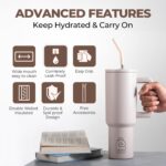 DOCAT 1200ML Stainless Steel Tumbler with Lid and Straw, Hot and Cold Double Insulated Sipper Mug, 100% Leak Proof Coffee Tumbler Cupholder for Office, Gym, Travelling (Oatmeal)